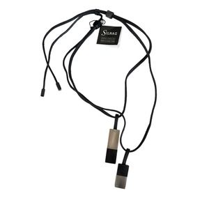 Natural albino and black horn leather corded necklace NWT Silnag